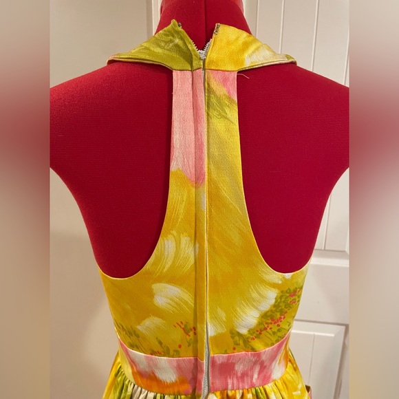 Rare Vintage 1970s Tori Richard Honolulu Yellow Floral Halter Maxi Dress - Picture 8 of 12